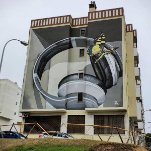 Street art géant d'Odeith à Amadora, dans la banlieue de Lisbonne