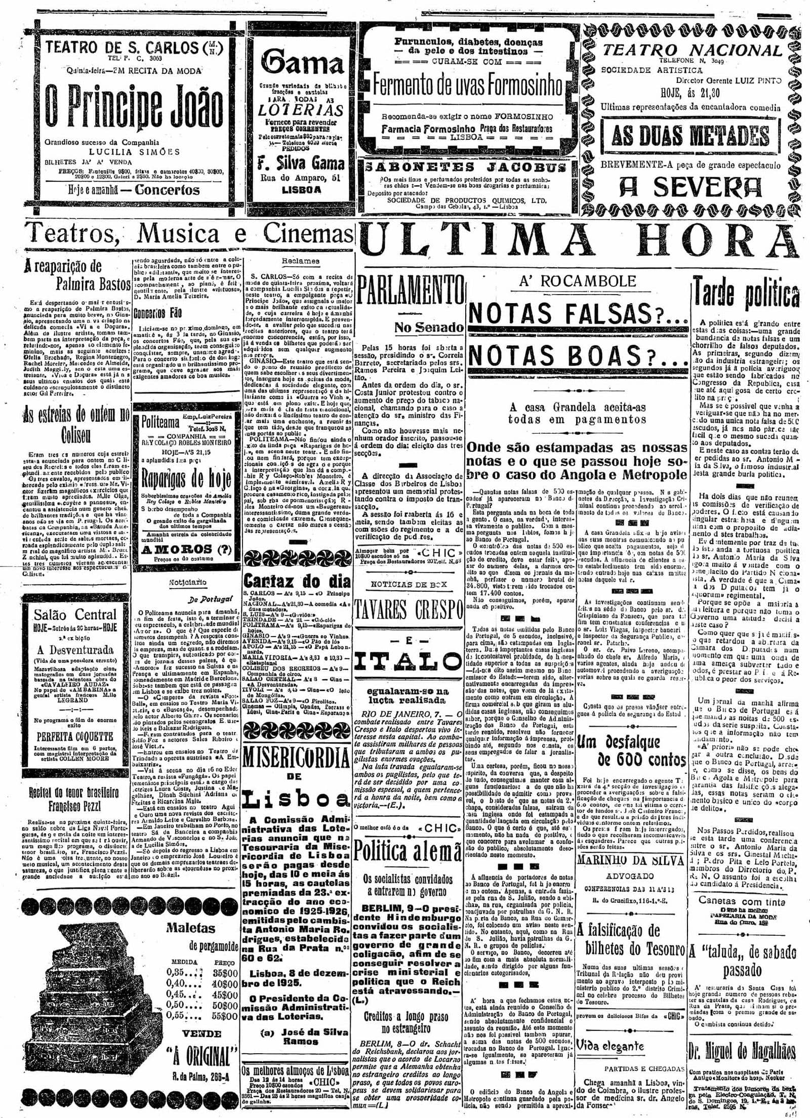 les journaux portugais parlent de l'escroquerie d'Artur Alves dos Reis !