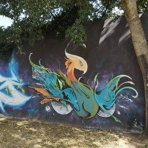 Oeuvre de street art par Klit, sur le mur d'Amoreiras, le célèbre "Wall of Fame"à Lisbonne