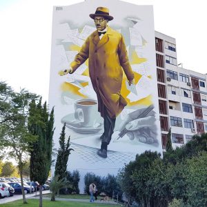 Odeith, artiste street art à Lisbonne avec fernando pessoa