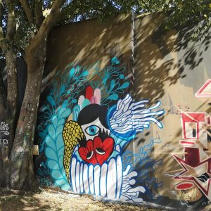 Oeuvre de street art par Pitanga, sur le mur d'Amoreiras, le célèbre "Wall of Fame"à Lisbonne